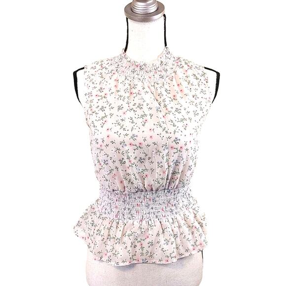 Japna Tops - Japna Floral Peplum Size Small Sleeveless Cottage Core Kawaii Sleeveless Blouse